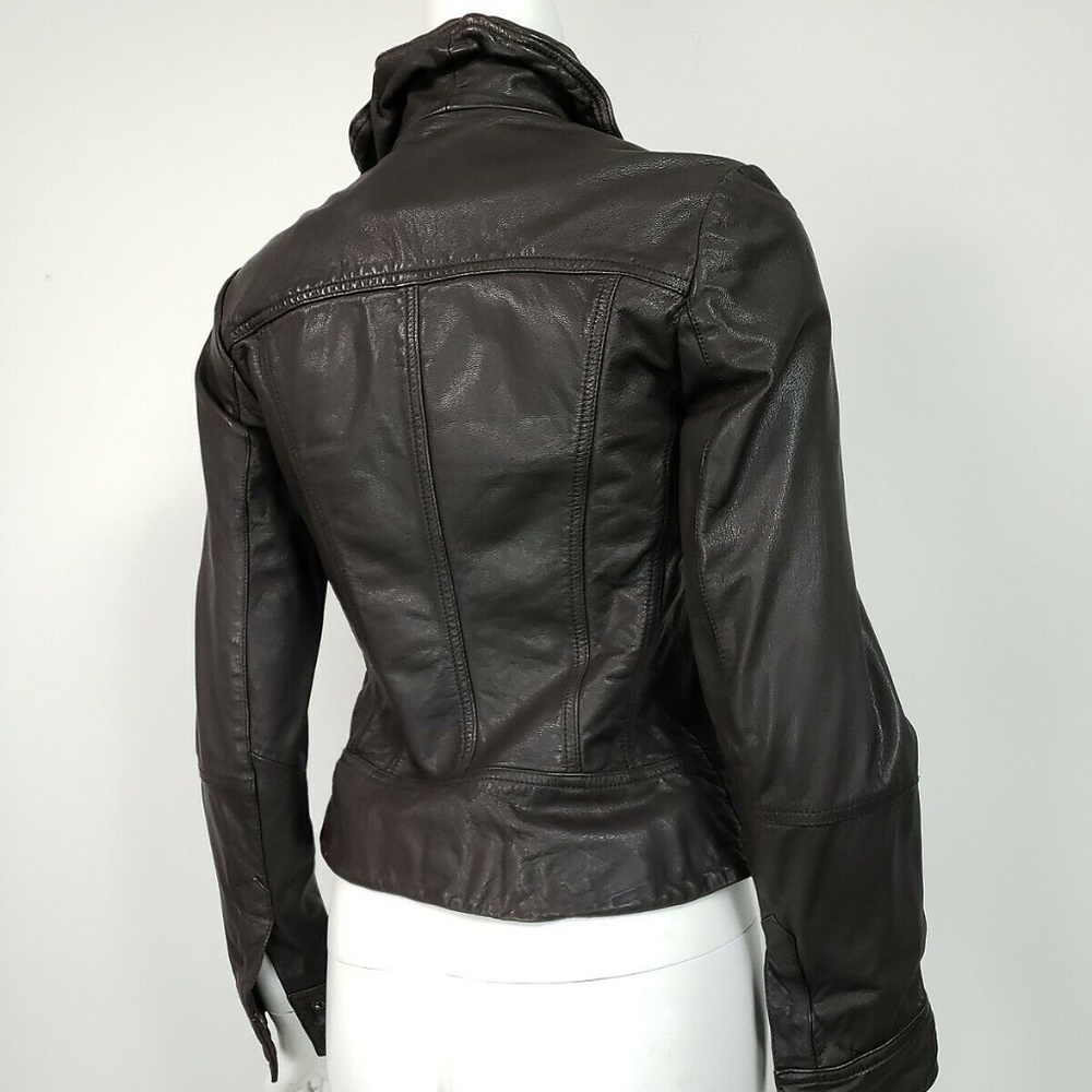 All Saints Brown Leather Jacket - Picture 3 of 4